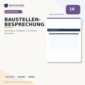 Baustellen Besprechungsprotokoll Excel – Beschlüsse, Aufgaben & Fristen