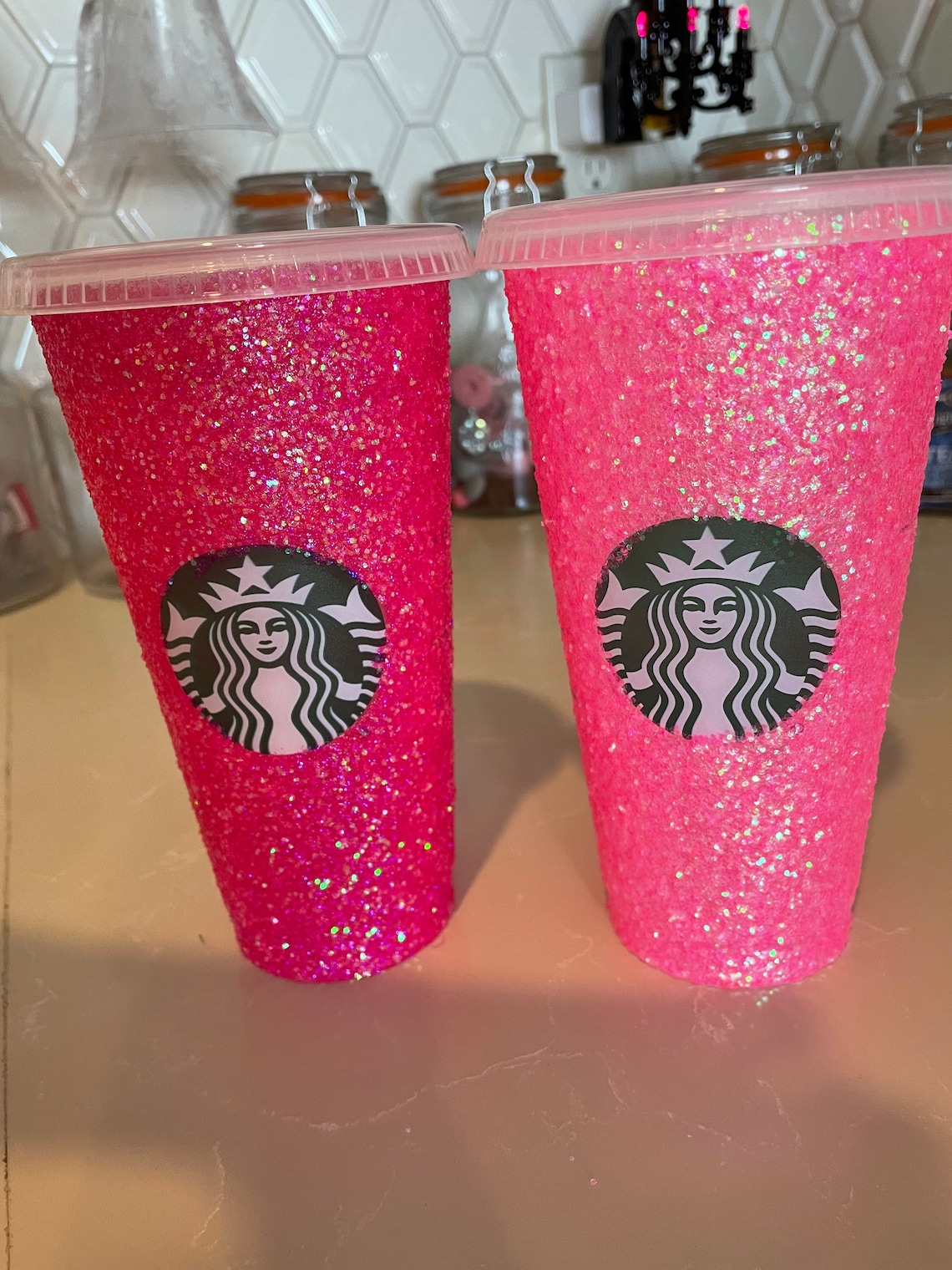 Hot Pink Bling Glitter Starbucks Tumbler Dark Pink Starbucks Etsy