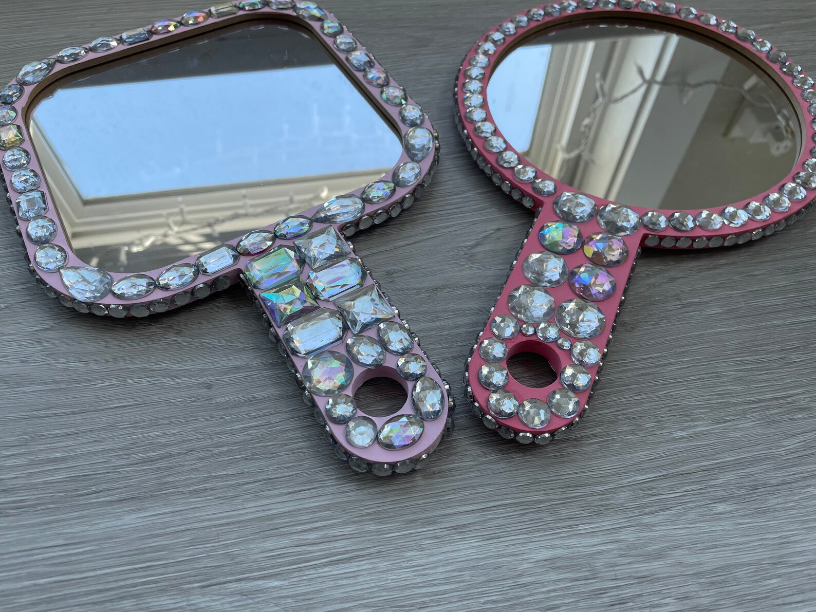 Pink Bling Rhinestone Hand Mirrors Rhinestone Covered Mirrors Etsy
