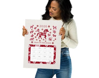 2026 Jahr des PFERDS Chinesisches Sternzeichen Wandkalender Poster (ohne Rahmen)