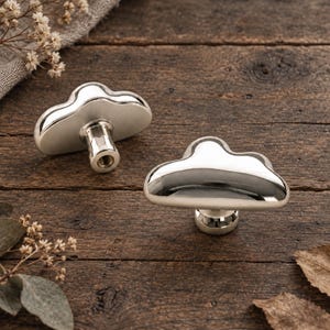 Sculptural Cabinet Knob, Modern Chrome Drawer Pull, Luxury Kitchen Cabinet Decor