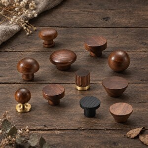Boutons de meubles en noyer, poignées de tiroir en bois naturel, quincaillerie pour meubles de style japonais, poignées en bois faites à la main