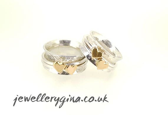 Her And Her Two Hearts Wedding Rings Two Hearts Beat As One Etsy