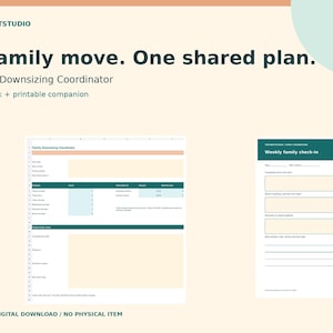 Family Downsizing Planner for Parents Moving Home, Excel Task and Belongings Tracker.