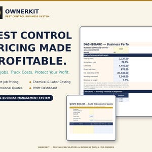 Pest Control Pricing Calculator Excel | Exterminator Quote Template, Route Profit & Recurring Contract Spreadsheet