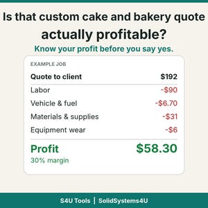 カスタムケーキとベーカリーの価格計算ツール、見積もりと利益計算ツール、Excel + オフラインアプリ