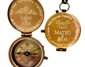 Climber Gift for LGBTG friend, hiking compass with mountains design