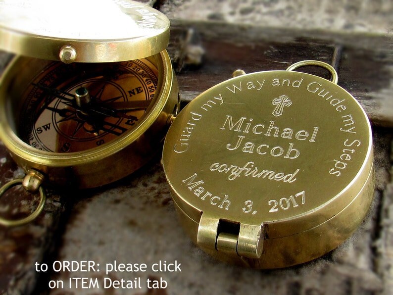 Baptism Gift Engraved Compass Boy Baptism Gift baby Baptism Gift Confirmation Gifts for Boy or Girl Personalized Compass Compass Godmother