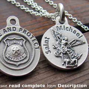 St. Michael Pendant, Police, Serve and Protect, St Michael necklace, Saint Michael, Gift Policeman, Soldier Gift, Silver Chain