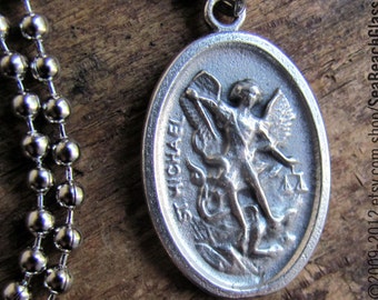 Saint Michael Necklace. St. Michael Necklace. Archangel Michael. St Michael Pendant. Saint Michael Necklace. Guardian Angel Necklace. Saint