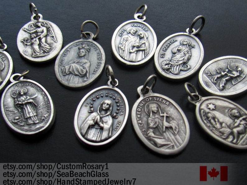 Catholic Saints Medal Charms Made in ITALY Lot of 5 Medals Etsy