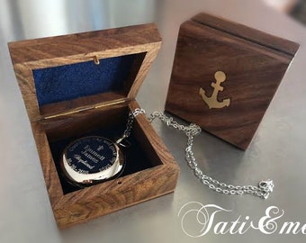 Long Distance Boyfriend Gift for Him, engraved customized compass