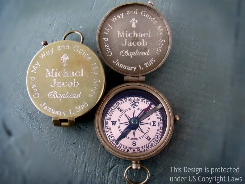 Baptism Gift Engraved Compass Boy Baptism Gift baby Baptism Gift Confirmation Gifts for Boy or Girl Personalized Compass Compass Godmother