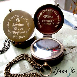 Baptism Gift Engraved Compass Boy Baptism Gift baby Baptism Gift Confirmation Gifts for Boy or Girl Personalized Compass Compass Godmother