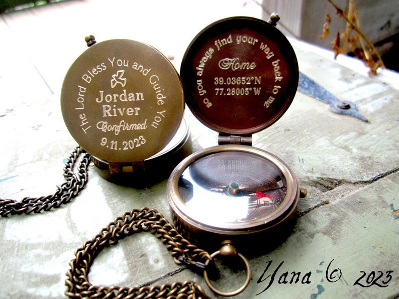 Baptism Gift Engraved Compass Boy Baptism Gift baby Baptism Gift Confirmation Gifts for Boy or Girl Personalized Compass Compass Godmother