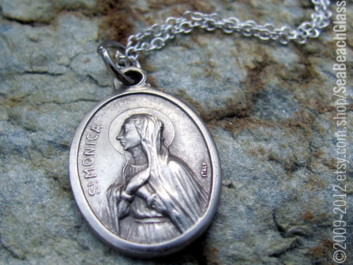 St Monica Necklace. Saint Monica. STERLING Silver Chain. Etsy
