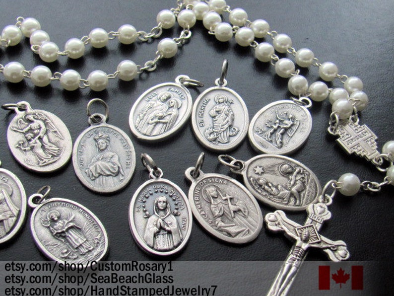 Catholic Saints Medal Charms Made in ITALY Lot of 5 Medals Etsy