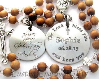 Custom Rosary for Baby Boy Baptism, Godparents Gift