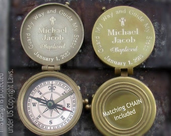 Baptism Gift, Engraved Compass, Boy Baptism Gift, Confirmation Gifts for Boy or Girl, Personalized Compass, Compass
