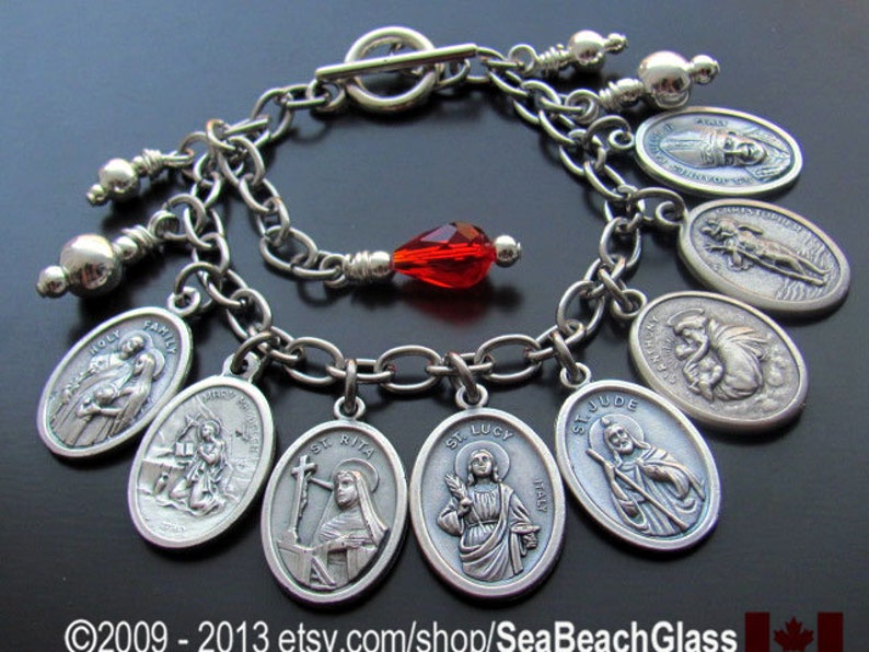 Patron Saint Charm Bracelet Custom Personalized Catholic Etsy