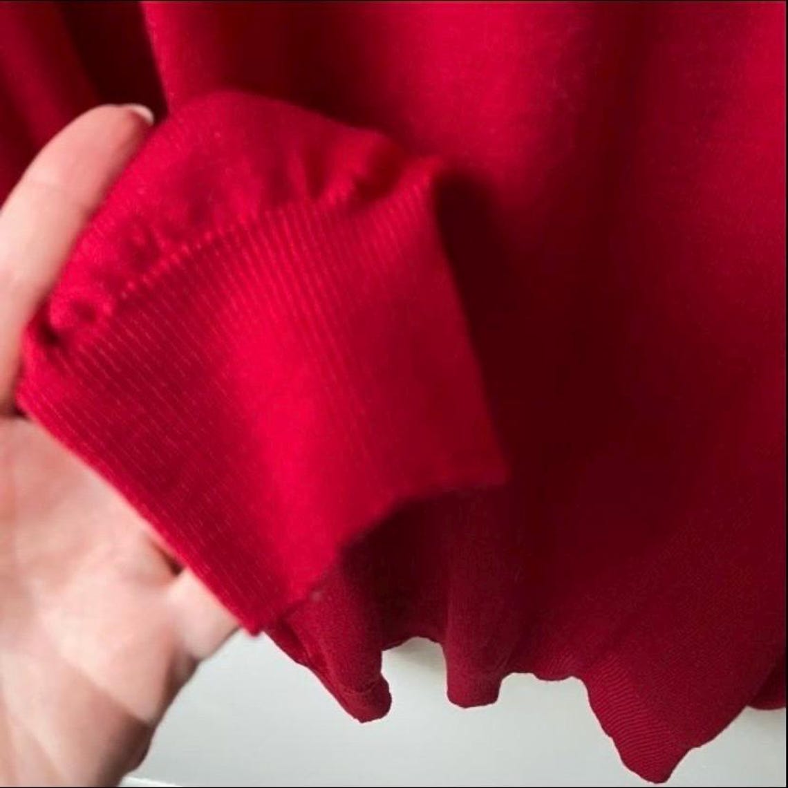 Vintage 80s John Rocha Chinatown Oversized Red Wool Turtleneck Sweater Jumper S/M, foto 3 di 5