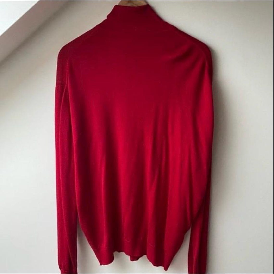 Vintage 80s John Rocha Chinatown Oversized Red Wool Turtleneck Sweater Jumper S/M, foto 4 di 5
