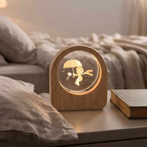 Bi-bordslampa, varm stämningsfull nattlampa, naturinspirerad sovrumsinredning