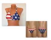 American Flag triangle bikini top full coverage bottoms Plus size 4th July Swimwear Swimsuit Patriotic