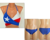 Texas Flag wrap around bikini top full coverage bikini bottoms Plus size Bathing suit Swimwear Swimsuit 4th July