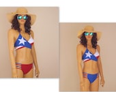 Texas Flag Bikini,Wrap bikini top,Reversible bottoms,Triangle bikini top,Womens swimwear,Swimsuits plus size,Bathing suits women,Bikini set