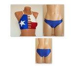 Texas flag bikini Texas flag strappy bikini top and bottoms High neck bikini top Plus size swimsuit Swimwear women Bathing suit Bikini set