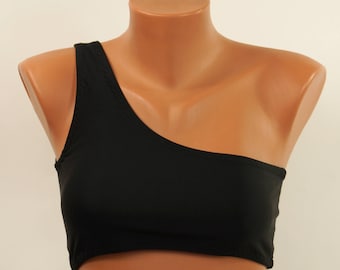 Black one shoulder bandeau bikini top,Bathing suits,Swimwear,Swimsuits,Bathing suits,Yoga,Sexy