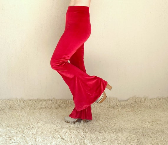 Red Velvet Bell Bottoms Women,women Leggings,plus Size Clothing