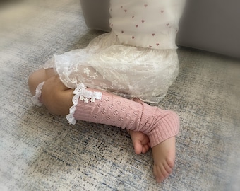 Jambières roses confortables en tricot pour enfants - Chaussettes pour écoliers - Chaussettes d'hiver - Cadeau d'anniversaire - Cadeau de Noël - Jambières pour tout-petits