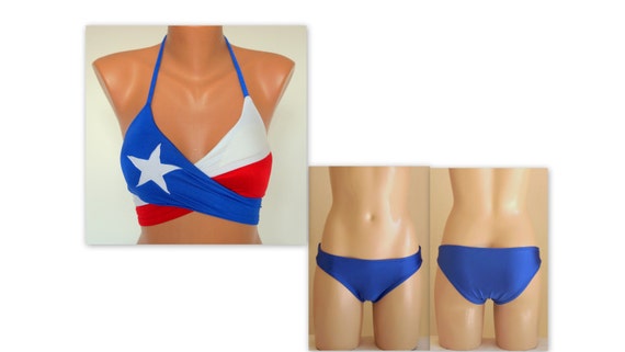 Texas Flag Wrap Around Bikini Top Full Coverage Bikini Bottoms//plus Size//bathing  Suit//swimwear//swimsuit//4th July 