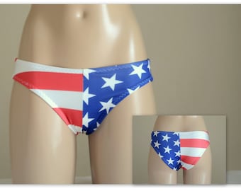 American Flag fully lined full coverage bikini bottoms/Swimsuits women/Swimwear plus size/Bathing suits/4th July