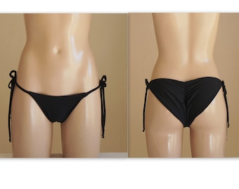 Svarta bikinitrosor med knytband och sidoskrympning // Cheeky // Badkläder // Baddräkter // Baddräkter // Sexiga
