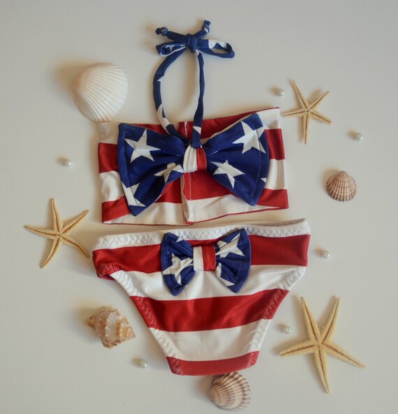 baby girl american flag bathing suit