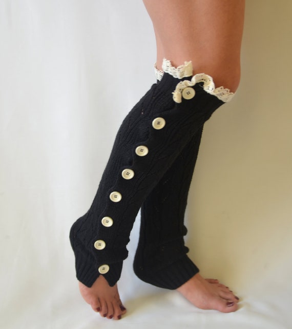 Leg warmers womensBlack knit lace leg warmersPlus sizeBoot | Etsy
