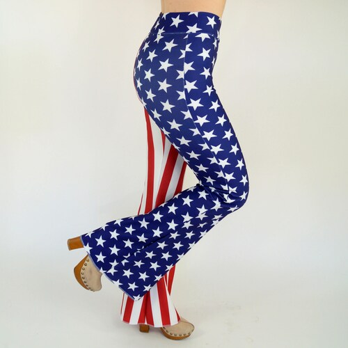 USA flag Bell bottoms women//4th July//Festival pant//Plus size//Patriotic//Flare pant//Women leggings//High waist//Fal fashion