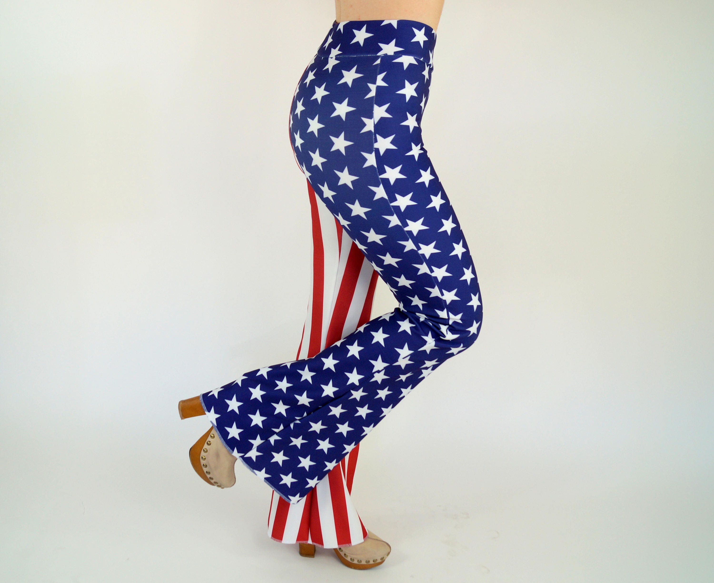 USA Flag Bell Bottoms Women//4th July 