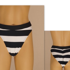 High cut stripe scrunch butt bikini bottoms//Plus size//,High waist//High hip//Swimwear//Swimsuit//Bathing suit