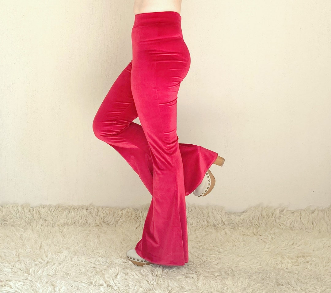 Pantalones de campana de terciopelo rojo para mujer Leggings para mujer Ropa de talla grande Pantalon de festival Pantalon acampanado Regalo de cumpleanos Hecho a mano Etsy Espana