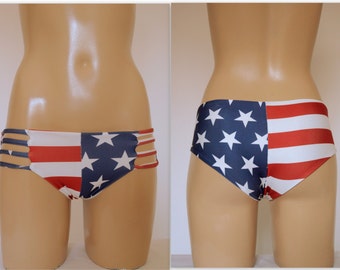 American Flag entièrement ligne full coverage bas de bikini strappy / / / Drapeau des États-Unis / / Plus taille / maillot de bain / maillot de bain