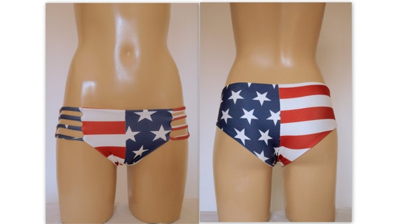 American Flag Fully Line Full Coverage Strappy Bikini Bottoms///usa Flag//plus  Size//swimwear//swimsuit//bathing Suit -  Canada