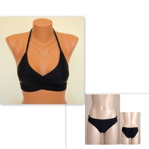 Black bikini set,Wrap bikini top,Bikini,Bikini bottoms,Swimsuit,Bathing suit,Swimwear,Brazilian bikini,Triangle bikini top,Two piece