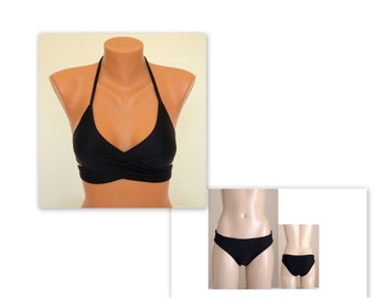Black bikini set,Wrap bikini top,Bikini,Bikini bottoms,Swimsuit,Bathing suit,Swimwear,Brazilian bikini,Triangle bikini top,Two piece