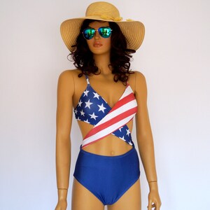 fourth of july high waisted swimsuit