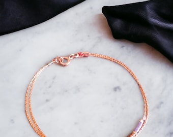 Beaded Tiny Delicate Bracelet,Minimal Bohemian Bracelet,Hand Made Jewelry,Birthday Gift,Miyuki Bracalet,Rose Gold