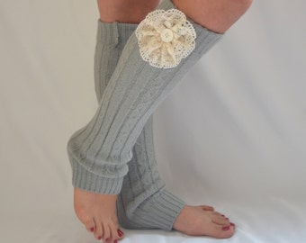 Leg warmers womens,Gray leg warmers,Cable knit,Boot cuffs,Knee high,Lace cuffs,Winter accessories,Womens leggings,Christmas gift,Boot covers